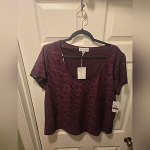 Jessica Simpson Women's Lace Short Sleeve Top in Rich Purple